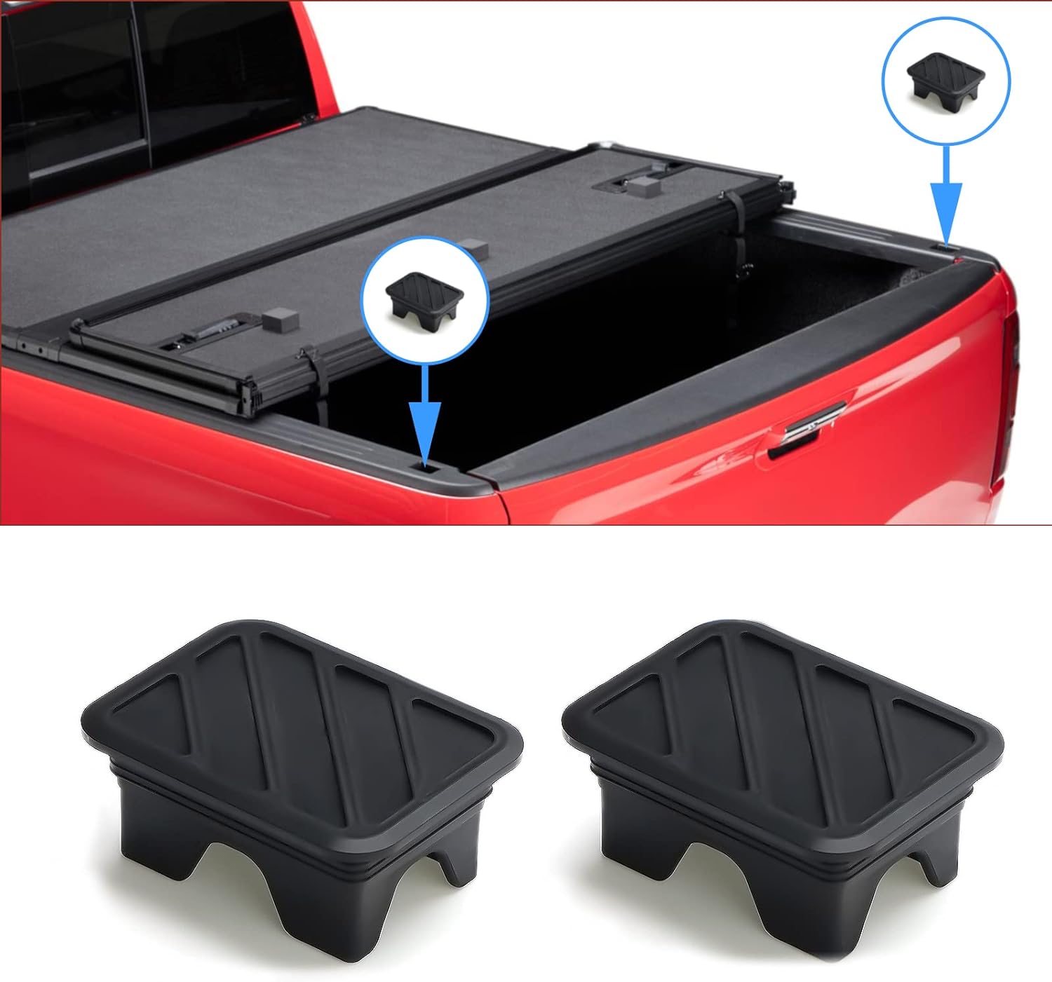 2pcs Black Rear Truck Bed Rail Stake Pocket Cover Plugs for Dodge Ram 1500 2500 3500 2019-2023