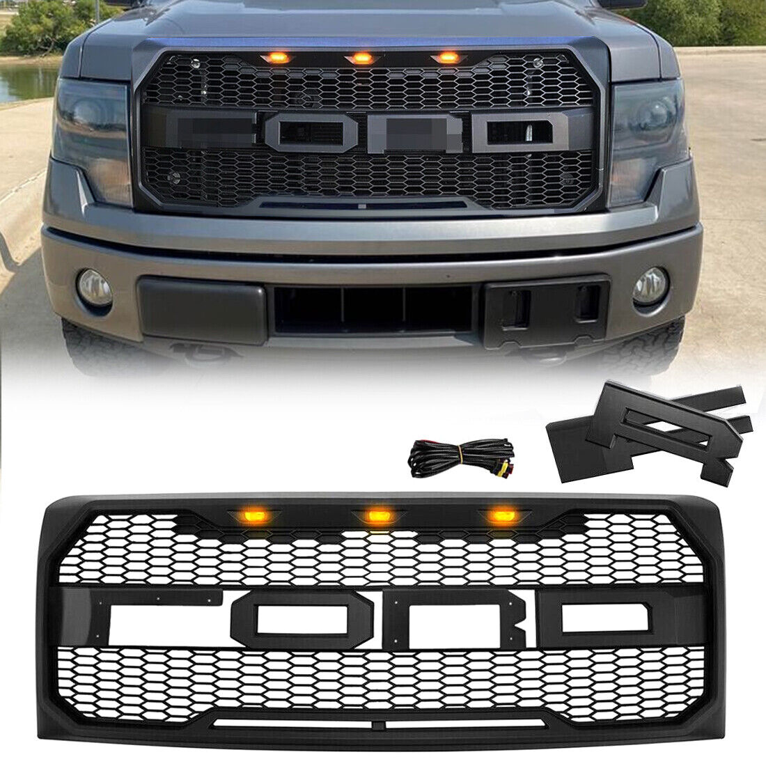 Grille Front Bumper w/Amber Light for 2009-2014 Ford F150
