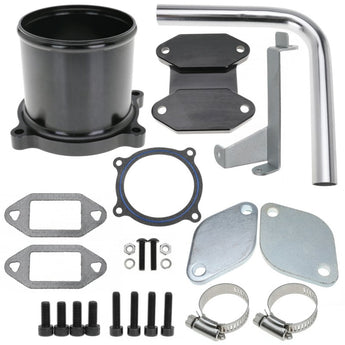 EGR & Throttle Valve Delete Kit components laid out for Dodge Ram 6.7L Cummins 2007-2009 installation