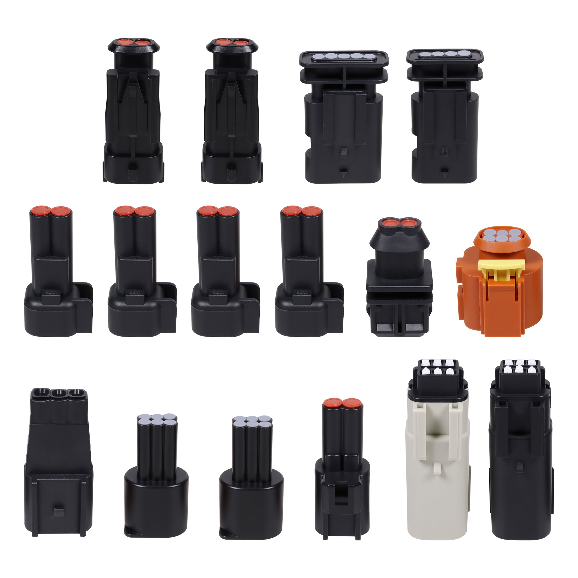 Close-up view of Shibby Engineering tuner harness plugs for 2015-2016 Ford 6.7L Powerstroke F250 F350