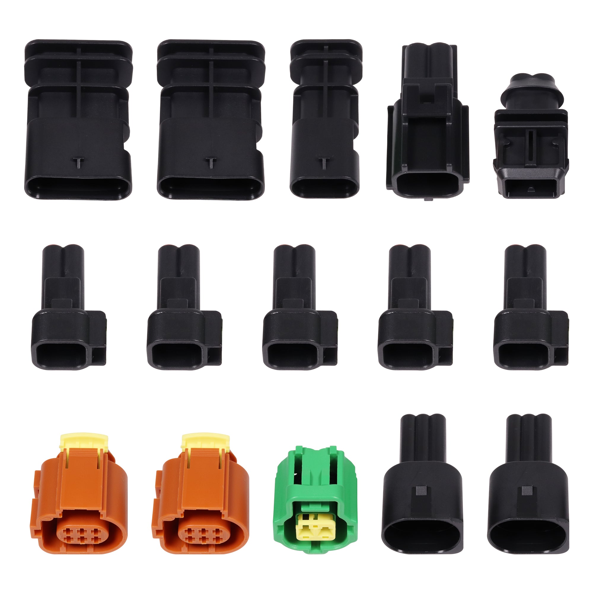 Close-up shot of Shibby Engineering tuner harness connectors for 2017-2019 Ford 6.7L Powerstroke F250 F350
