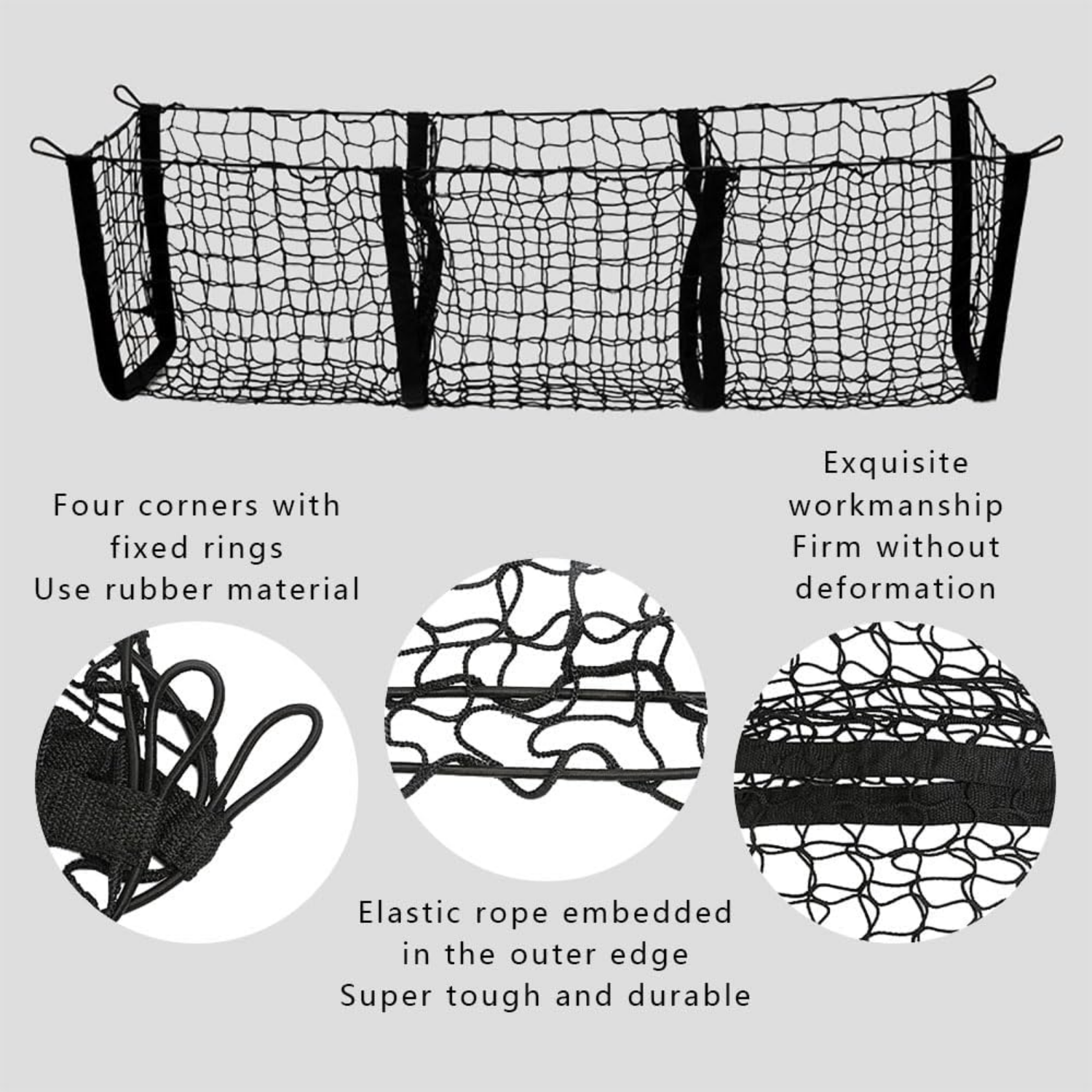 Custom Storage Mesh Net Cargo Storage Mesh Net, 3 Pocket Cargo Net Trunk Bed Organizer, Mesh ...