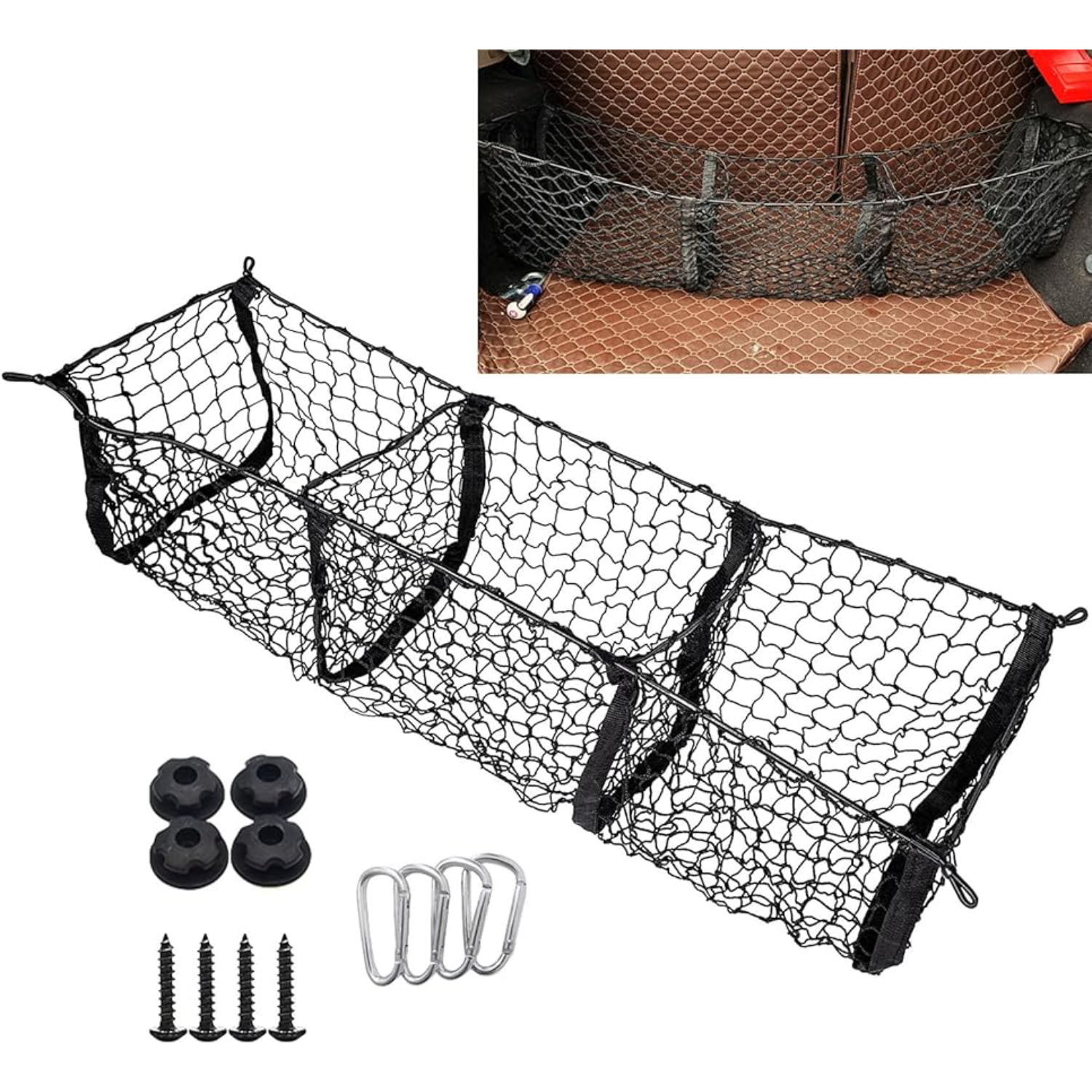 Mesh Netstorage Cargo Storage Mesh Net, 3 Pocket Cargo Net Trunk Bed Organizer, Mesh ...