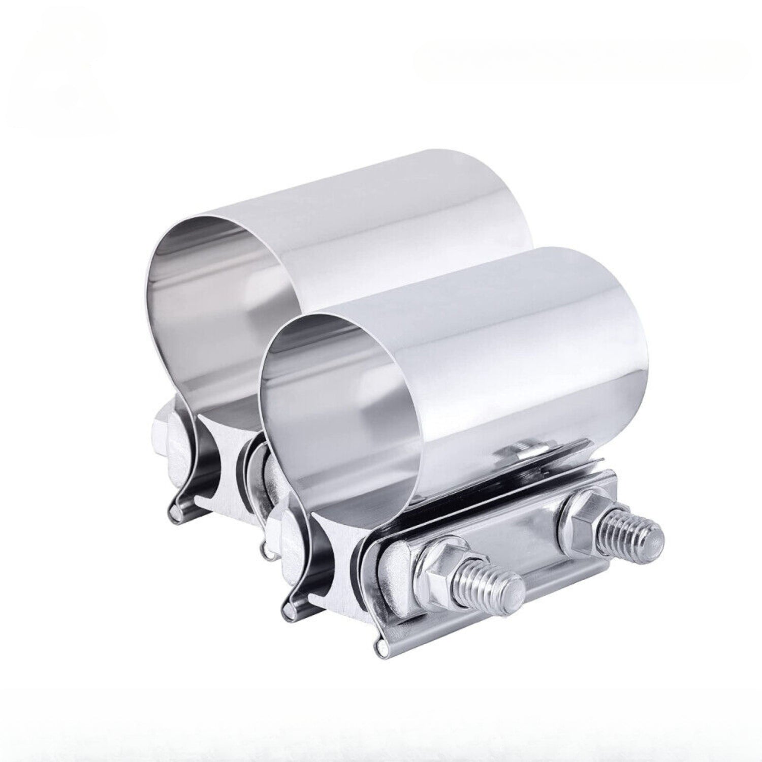 2" Butt Joint Exhaust Band Clamp Muffler Sleeve Coupler Stainless Steel 2 Pack