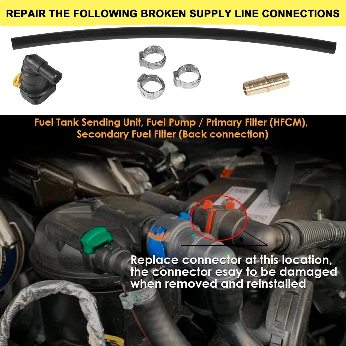 Durable Tank Supply Line Connector for Ford F350 6.7L Diesel