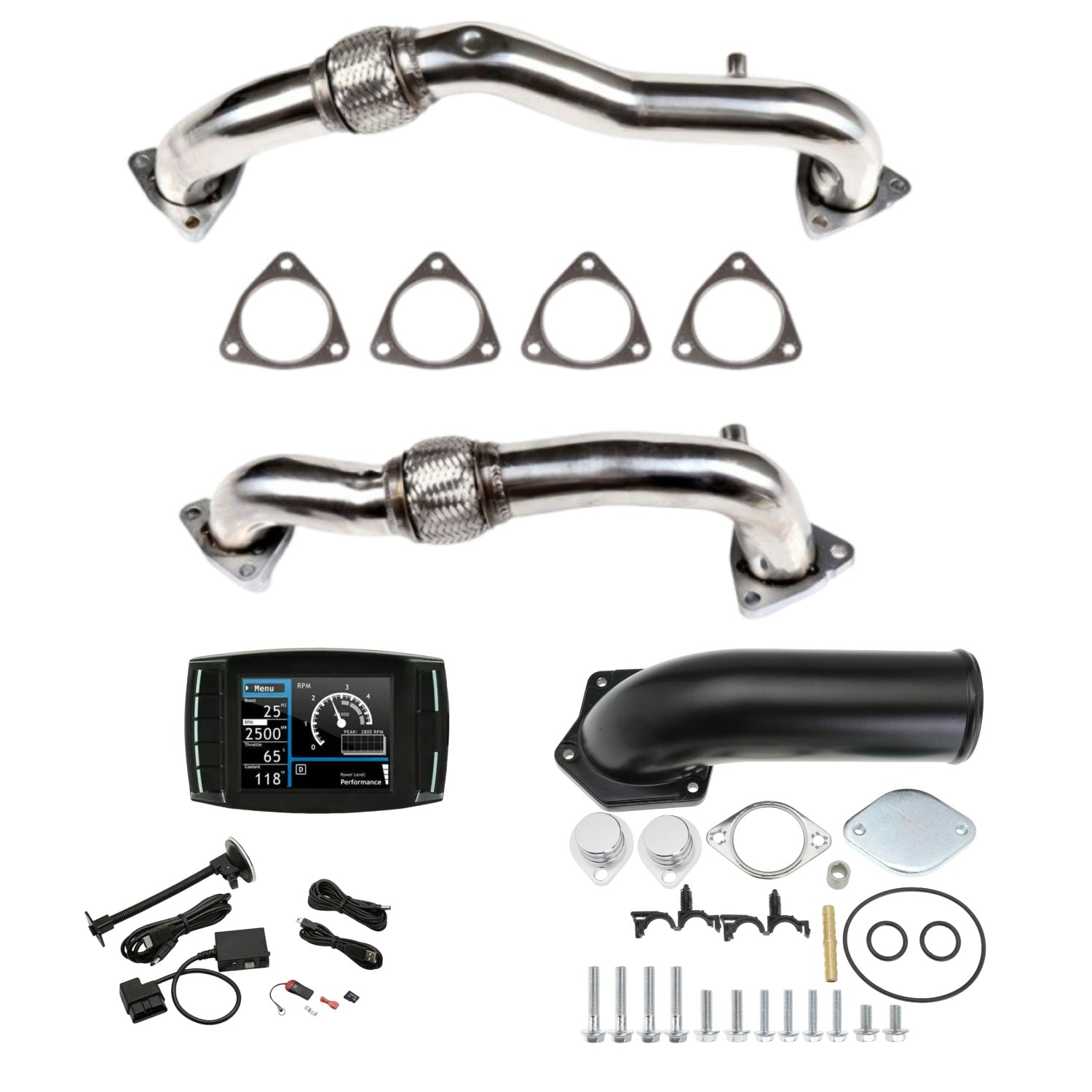 Ultimate 4" Aluminized Exhaust Pipe Kit For 2008-2010 Ford F-250 F-350 F-450 6.4L Powerstroke