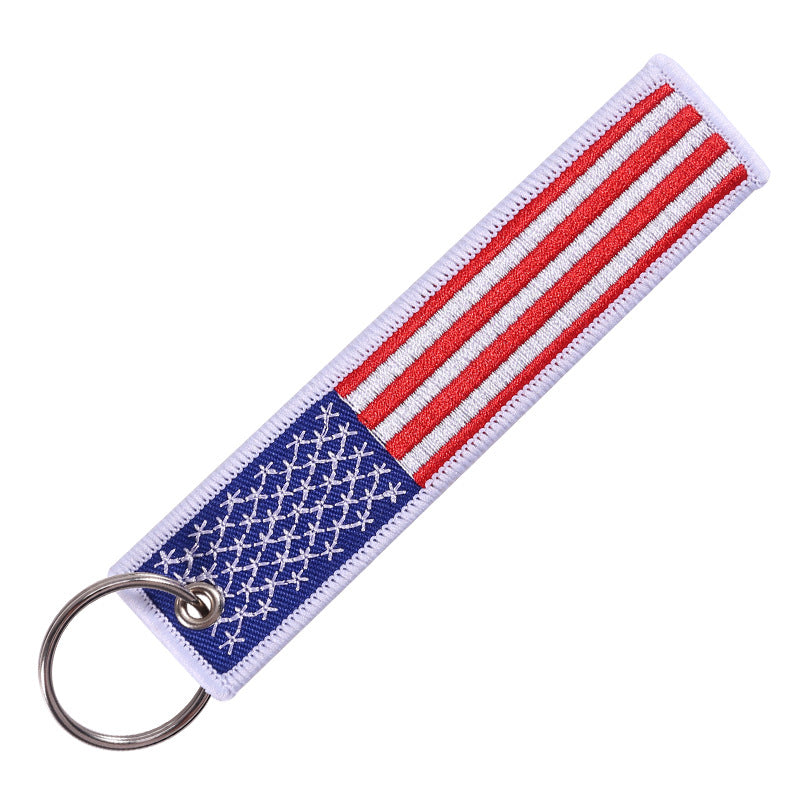 America Keychains Patriotic Embroidered USA Flag Keychain - Premium Polyester with Iron ...