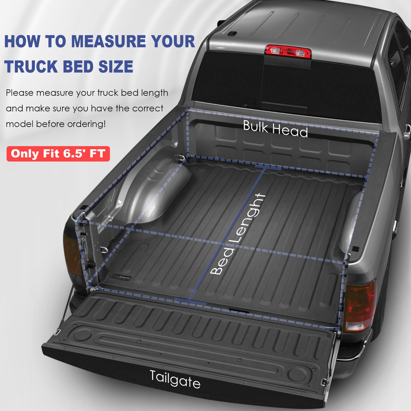Roll Up 6.5FT Bed Tonneau Cover for 2002-2023 Dodge Ram 1500 / 2500 /3500 Truck
