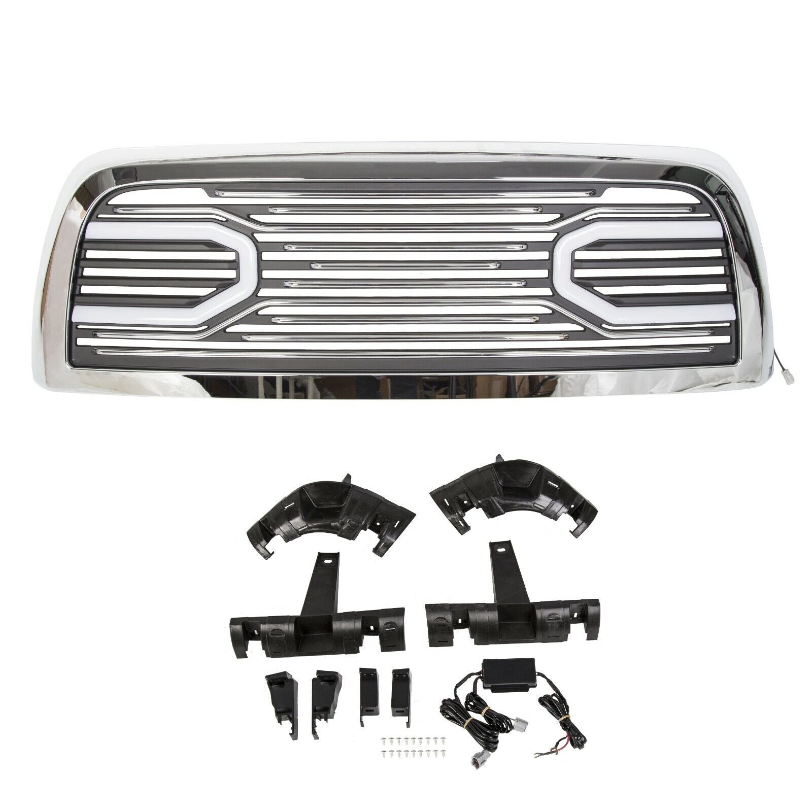 For 2010-2018 Dodge Ram 2500 3500 Big Horn Chrome Grille &Replacement Shell & Lights