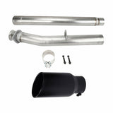 6.4L 4'' Delete Pipe No Bung+Black 4‘’In 7‘’Out Diesel Tip for 2008-2010 Ford F250 F350 F450 F550