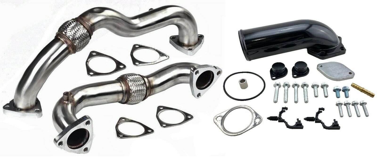 6.4 Powerstork EGR Delete Plates Bypass Exhaust Up Pipes for 2008 2009 2010 Ford 6.4L Diesel V8