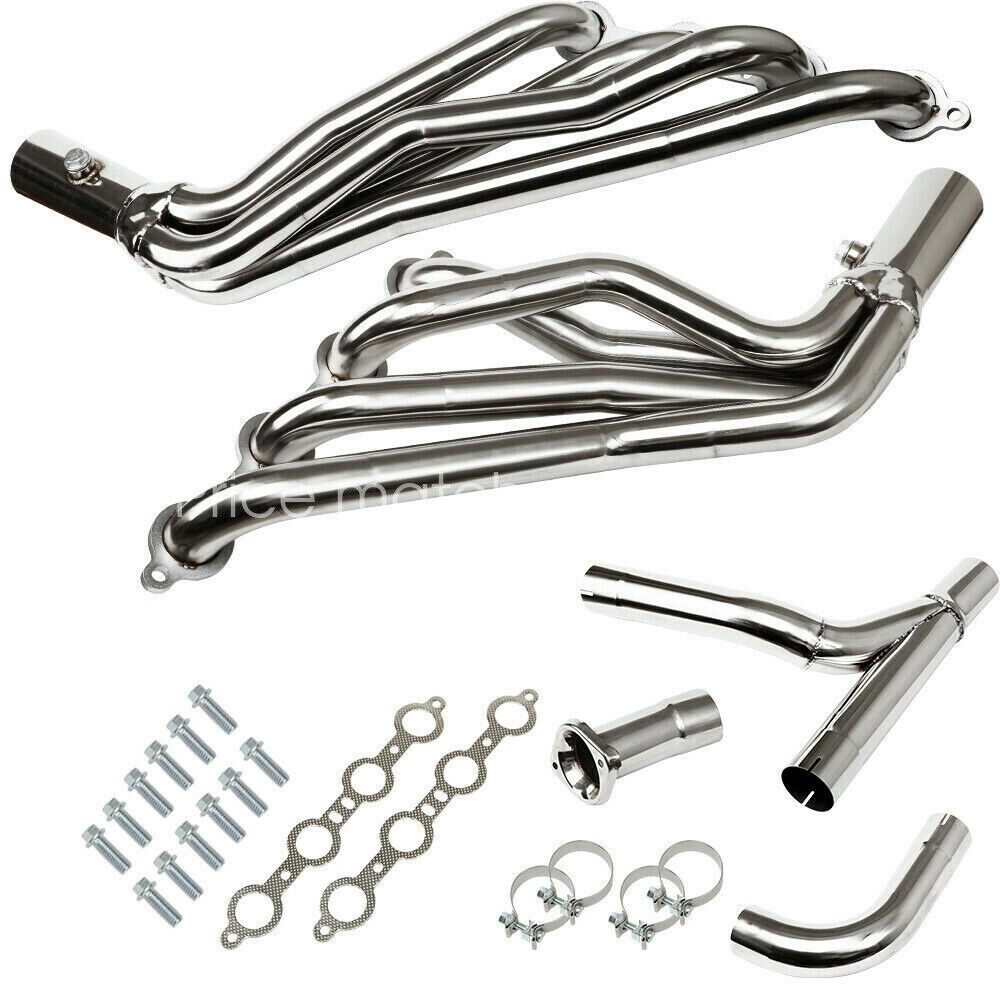 SS Long Tube Exhaust Header Manifold+Y-Pipe for 99-06 Chevy/GMC GMT800 4.8/5.3